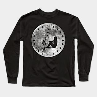 Girl On Swing In The Moon, Full Moon Long Sleeve T-Shirt